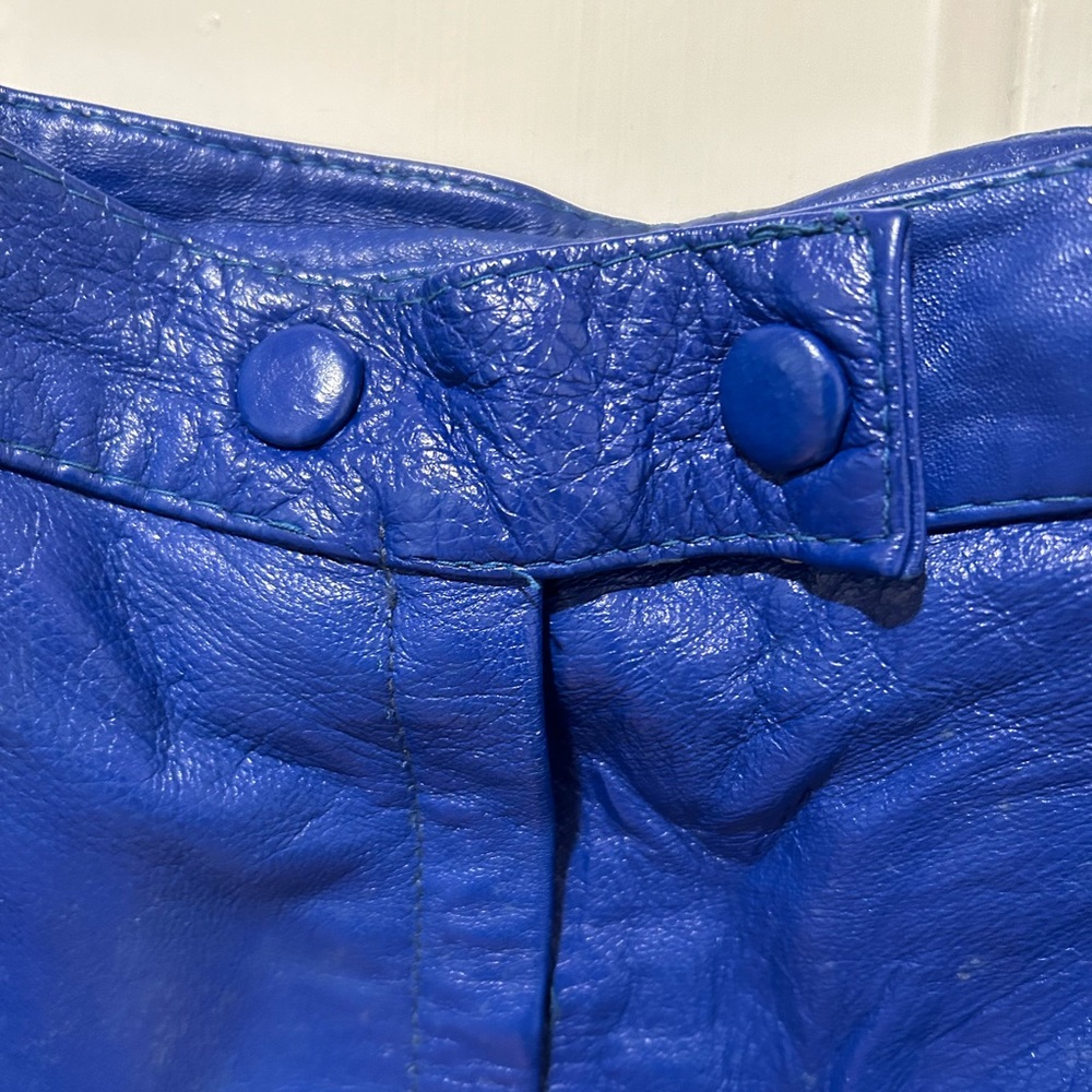 Vintage blue high waisted leather skirt - Picture 6 of 15